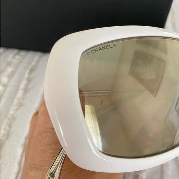 Chanel White Sunglasses Goggle style Silver Hardware - Picture 11 of 13